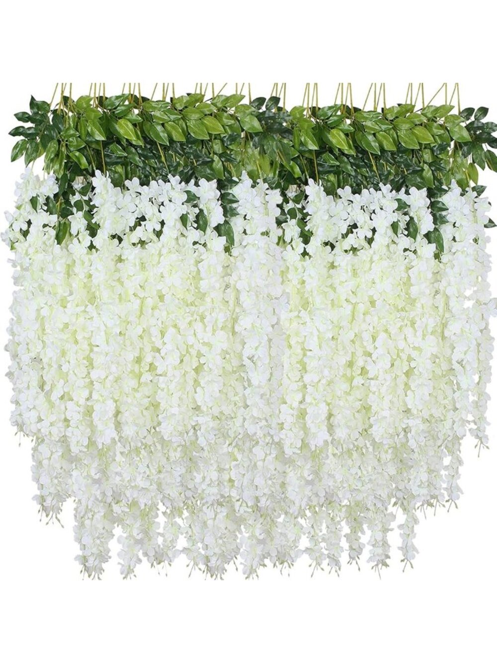 36" White Artificial Wisteria Garland - Silk Hanging Flowers for Home & Wedding
